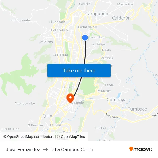 Jose Fernandez to Udla Campus Colon map