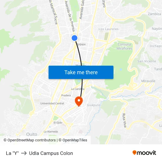 La "Y" to Udla Campus Colon map
