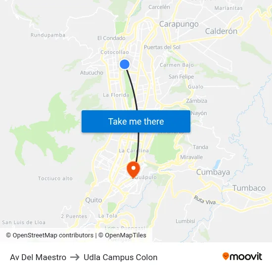 Av Del Maestro to Udla Campus Colon map