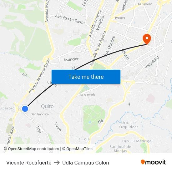 Vicente Rocafuerte to Udla Campus Colon map