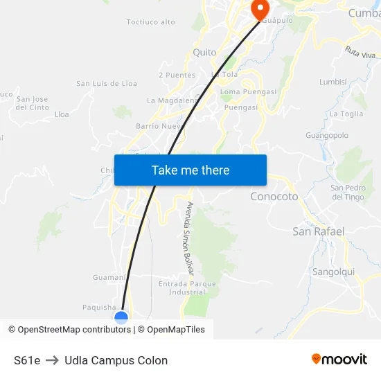 S61e to Udla Campus Colon map