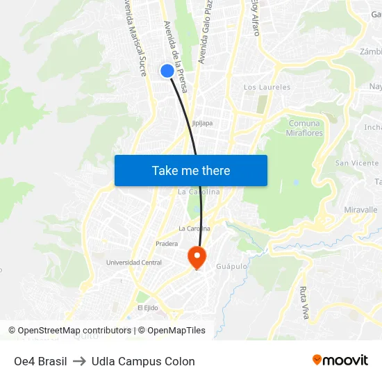 Oe4 Brasil to Udla Campus Colon map