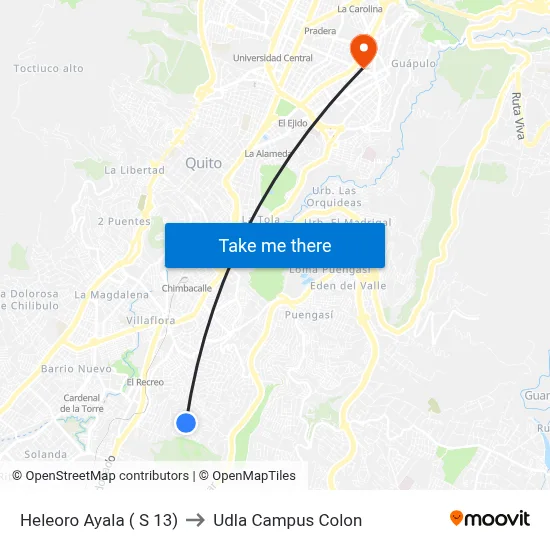 Heleoro Ayala ( S 13) to Udla Campus Colon map