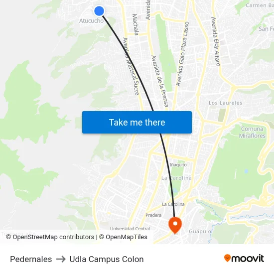 Pedernales to Udla Campus Colon map