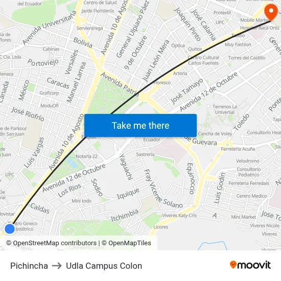 Pichincha to Udla Campus Colon map