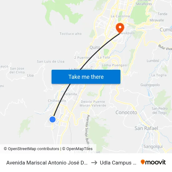 Avenida Mariscal Antonio José De Sucre, 4 to Udla Campus Colon map