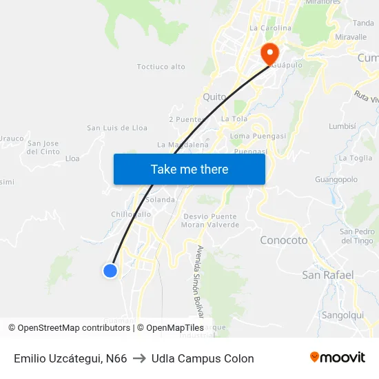 Emilio Uzcátegui, N66 to Udla Campus Colon map