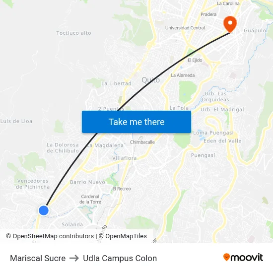 Mariscal Sucre to Udla Campus Colon map