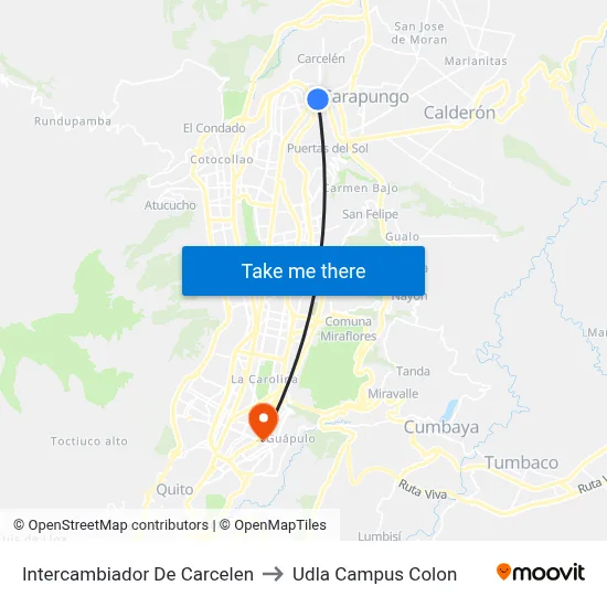 Intercambiador De Carcelen to Udla Campus Colon map