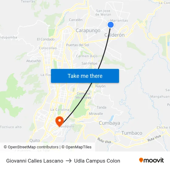 Giovanni Calles Lascano to Udla Campus Colon map