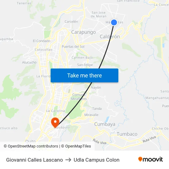 Giovanni Calles Lascano to Udla Campus Colon map