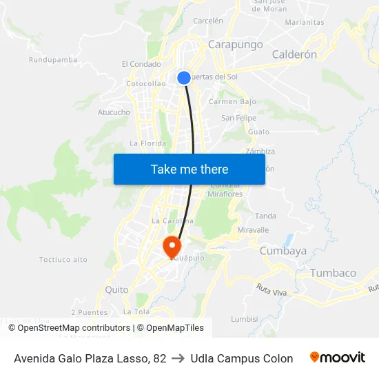 Avenida Galo Plaza Lasso, 82 to Udla Campus Colon map