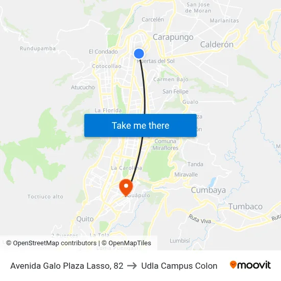 Avenida Galo Plaza Lasso, 82 to Udla Campus Colon map