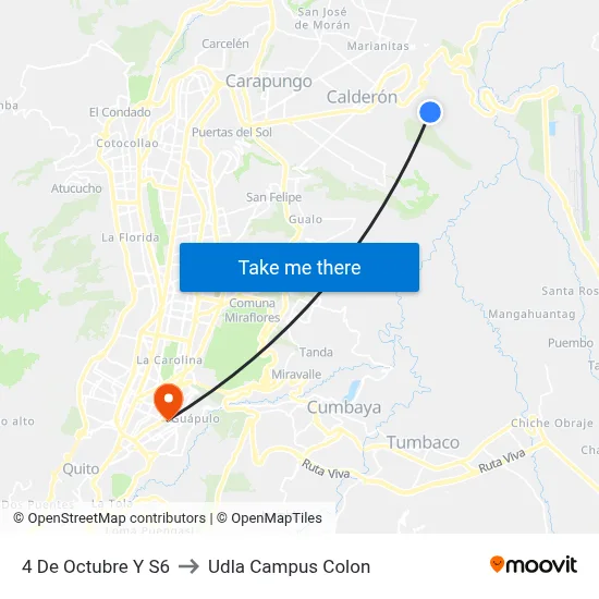 4 De Octubre Y S6 to Udla Campus Colon map