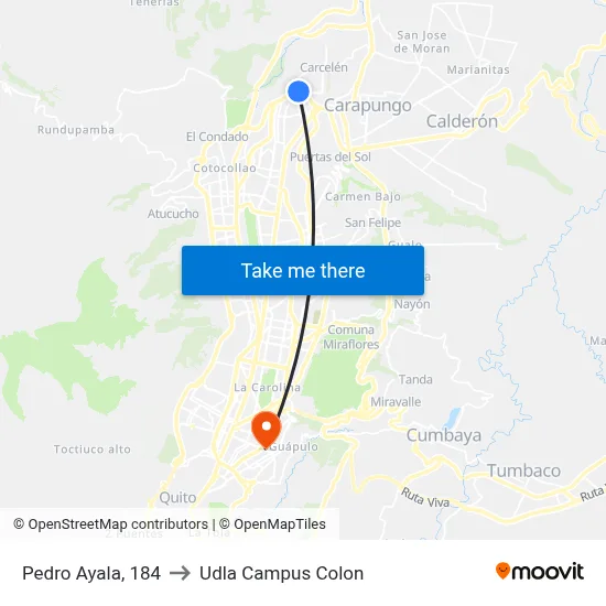 Pedro Ayala, 184 to Udla Campus Colon map