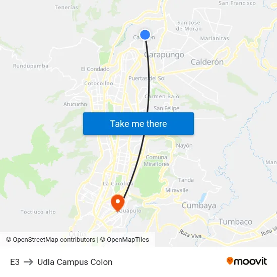 E3 to Udla Campus Colon map