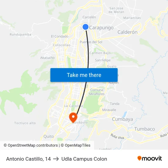 Antonio Castillo, 14 to Udla Campus Colon map