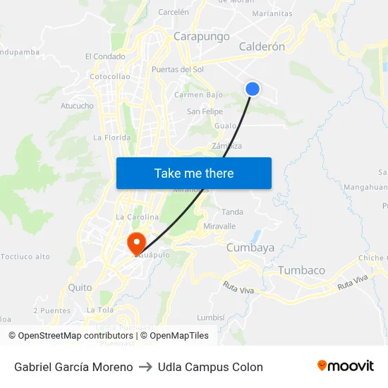 Gabriel García Moreno to Udla Campus Colon map