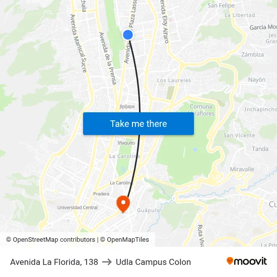 Avenida La Florida, 138 to Udla Campus Colon map