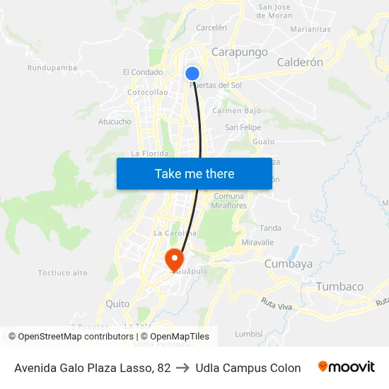 Avenida Galo Plaza Lasso, 82 to Udla Campus Colon map