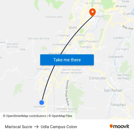 Mariscal Sucre to Udla Campus Colon map