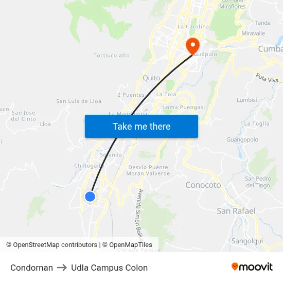 Condornan to Udla Campus Colon map