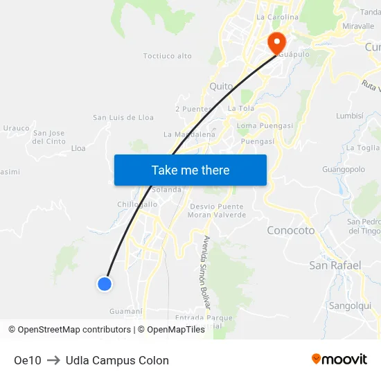 Oe10 to Udla Campus Colon map