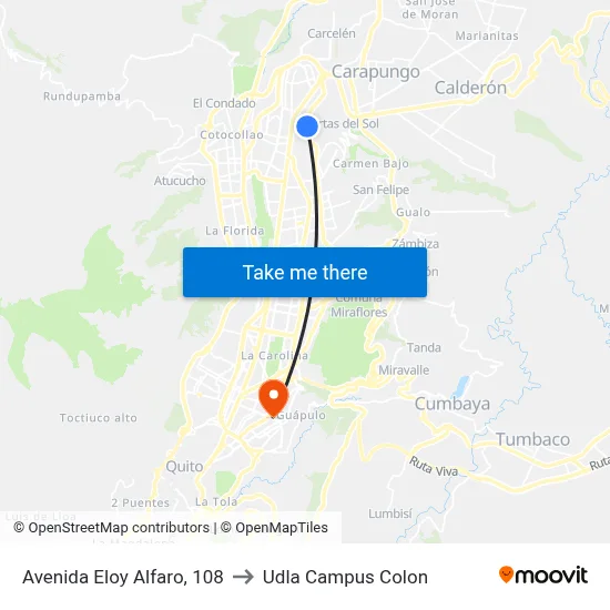 Avenida Eloy Alfaro, 108 to Udla Campus Colon map