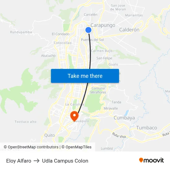 Eloy Alfaro to Udla Campus Colon map
