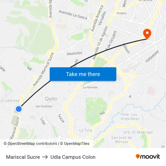Mariscal Sucre to Udla Campus Colon map