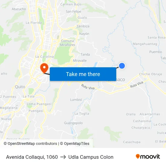 Avenida Collaqui, 1060 to Udla Campus Colon map