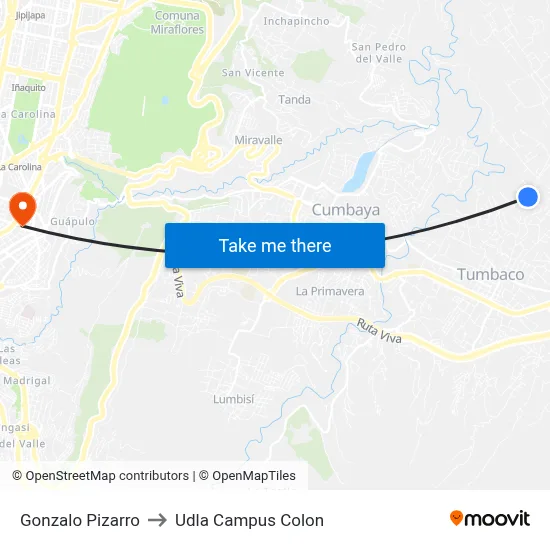 Gonzalo Pizarro to Udla Campus Colon map
