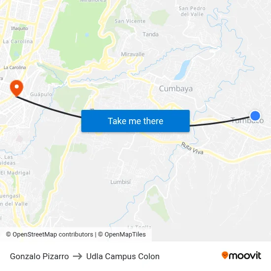 Gonzalo Pizarro to Udla Campus Colon map