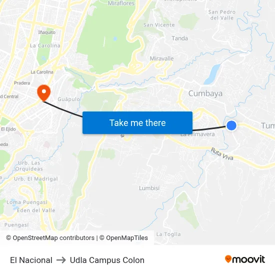 El Nacional to Udla Campus Colon map
