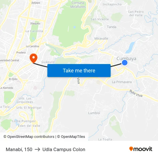 Manabí, 150 to Udla Campus Colon map