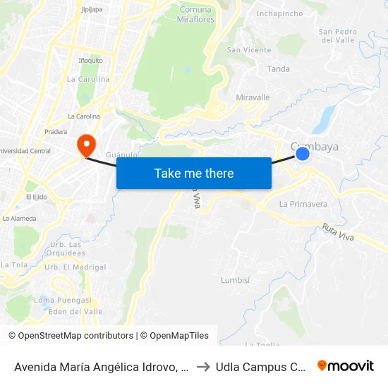 Avenida María Angélica Idrovo, 2865 to Udla Campus Colon map