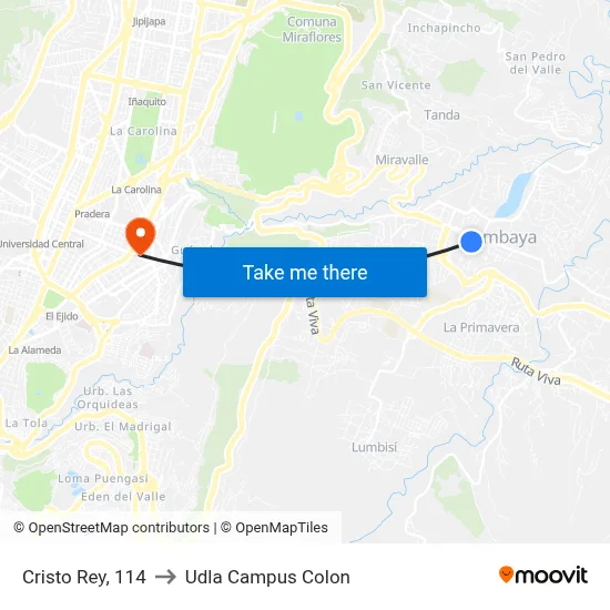 Cristo Rey, 114 to Udla Campus Colon map