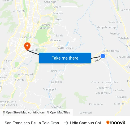 San Francisco De La Tola Grande to Udla Campus Colon map