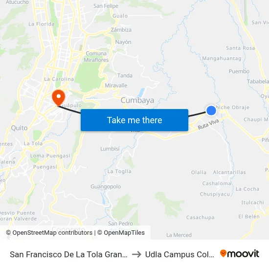 San Francisco De La Tola Grande to Udla Campus Colon map
