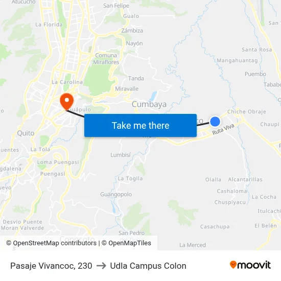 Pasaje Vivancoc, 230 to Udla Campus Colon map