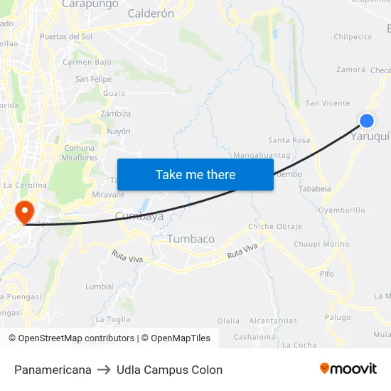 Panamericana to Udla Campus Colon map