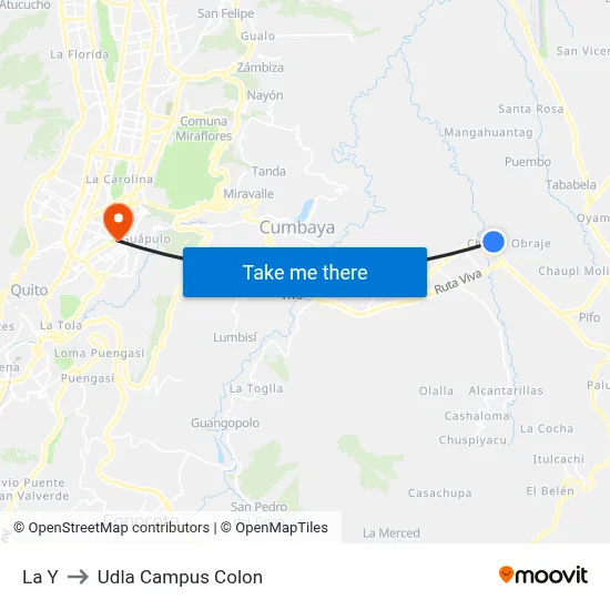 La Y to Udla Campus Colon map