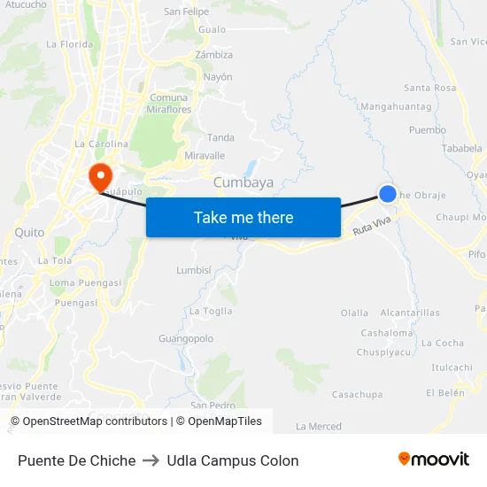 Puente De Chiche to Udla Campus Colon map