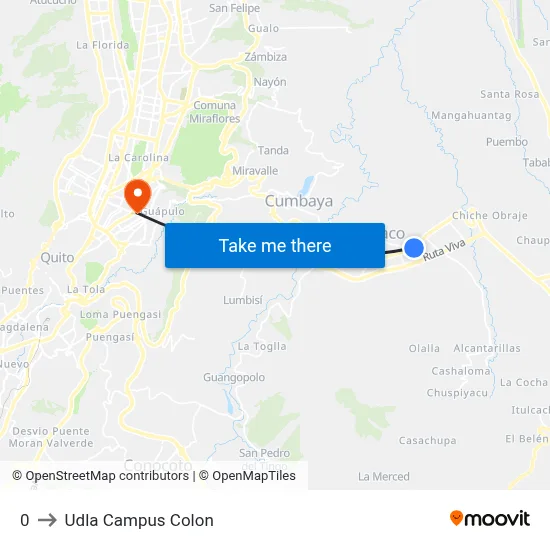 0 to Udla Campus Colon map