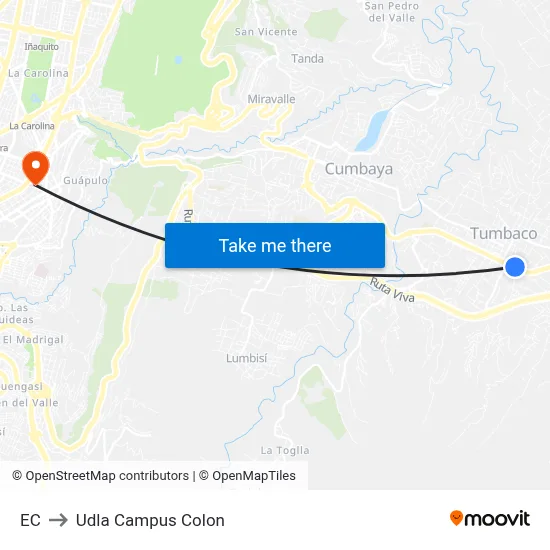 EC to Udla Campus Colon map