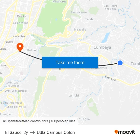 El Sauce, 2y to Udla Campus Colon map