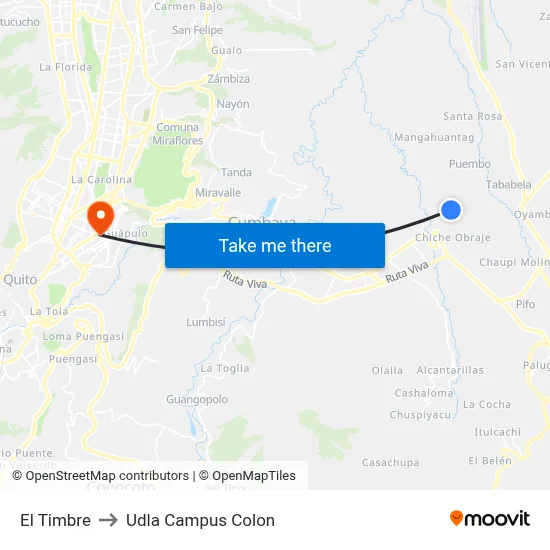 El Timbre to Udla Campus Colon map