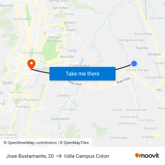 Jose Bustamante, 20 to Udla Campus Colon map