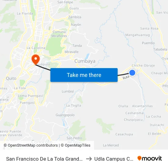 San Francisco De La Tola Grande, 557 to Udla Campus Colon map