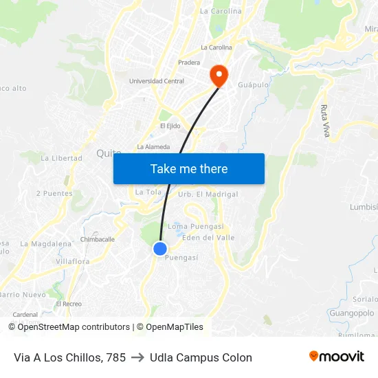 Via A Los Chillos, 785 to Udla Campus Colon map